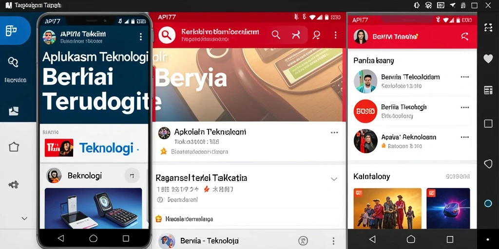 Tampilan utama aplikasi API77 dengan berita teknologi terkini.