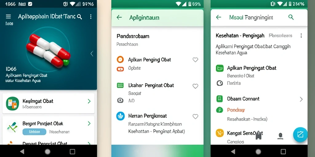 Tampilan antarmuka ID66 untuk pengingat obat yang intuitif.