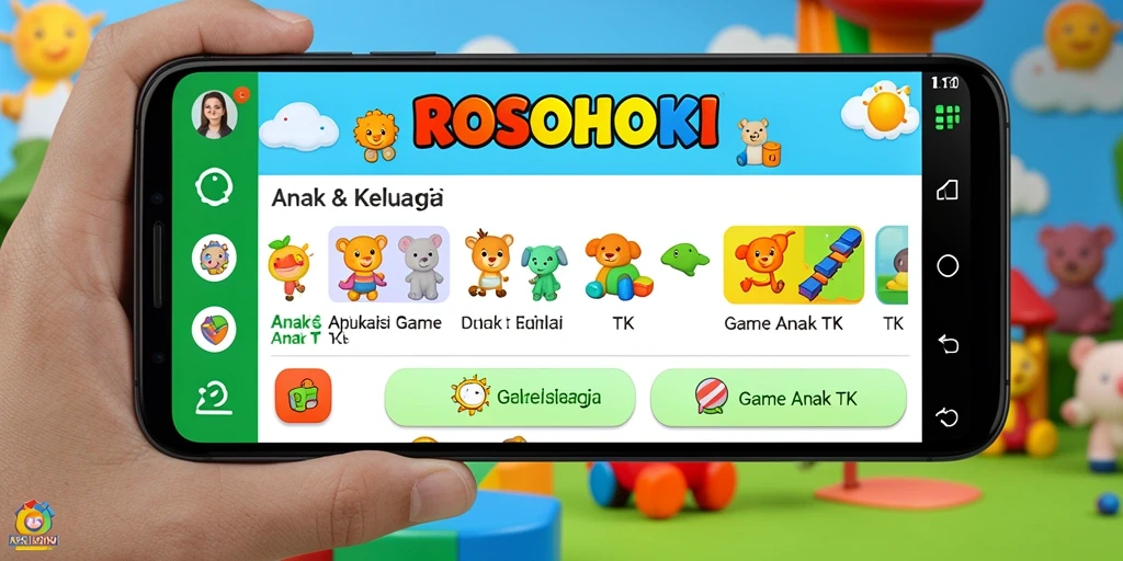 Tampilan antarmuka aplikasi ROSOHOKI yang ramah anak.