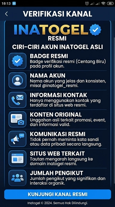 Tampilan kanal resmi inatogel